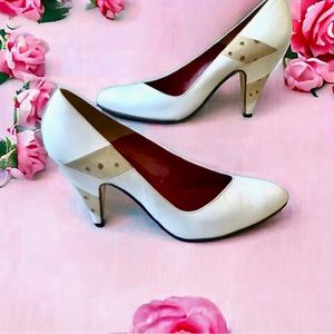 Allegro Vintage 80's Leather Pump Ostrich Print Heels size 8 Narrow